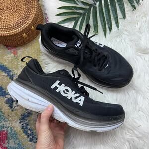 HOKA Bondi 8 Running Sneaker Mens 10 Black White